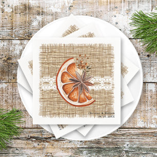 Boho Rustic Winter Holiday Botanical Wedding Napkin