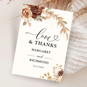Boho Rusty Terracotta Floral Wedding Thank You Card
