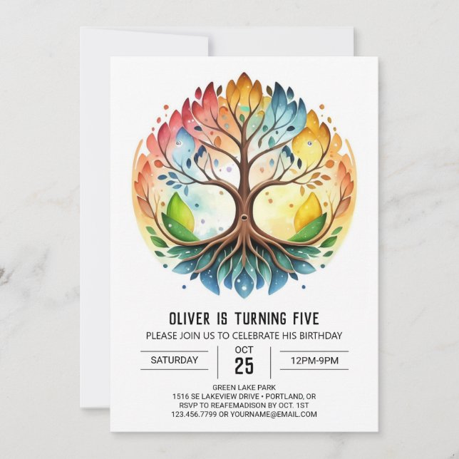 Boho Sacred Tree Birthday Invitation (Front)