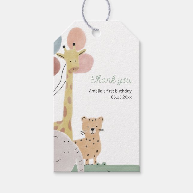 Boho Safari Animal  Gift Tags (Front)