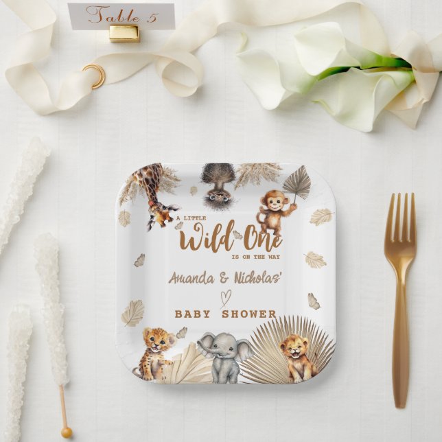 Boho Safari Animal Wild One Baby Shower  Paper Plate (Wedding)