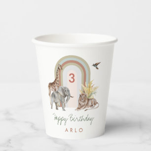 Boho Safari Animals & Arch Birthday Party Paper Cups