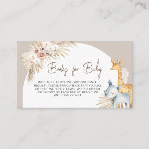 Boho Safari Animals Baby Shower Books for Baby Enclosure Card