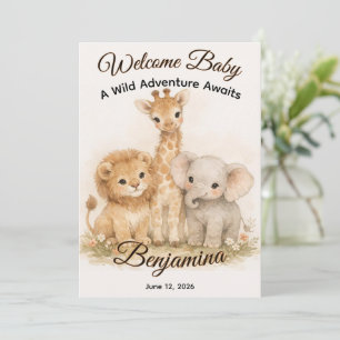 Boho Safari Animals Earthy Neutral Shower Party Invitation