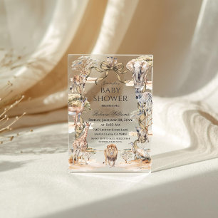 Boho Safari Animals Gender Neutral Baby Shower Acrylic Invitations