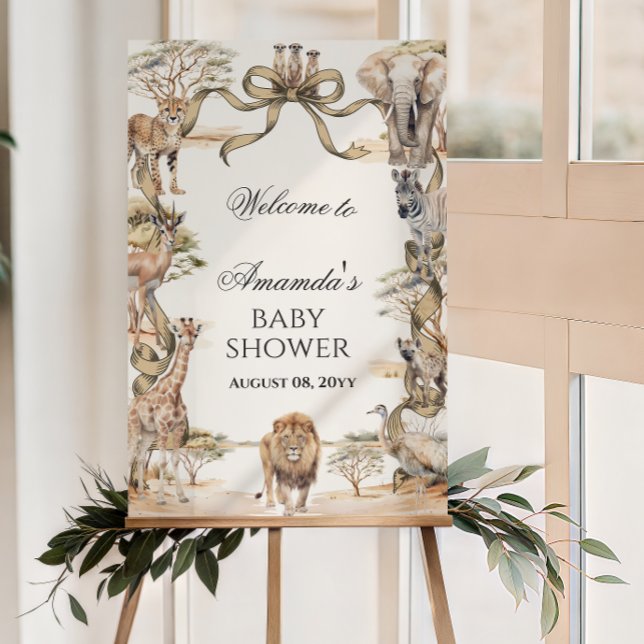 Boho Safari Animals Neutral Baby Shower Welcome Poster (Creator Uploaded)