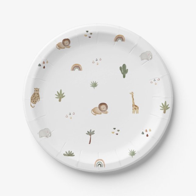 Boho Safari Animals Paper Plates (Front)