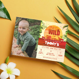 Boho Safari Animals Two Wild Photo 2nd Birthday Invitation