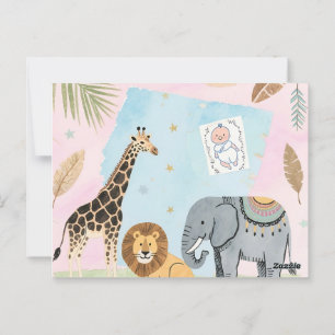 Boho Safari Baby Shower Invite - Pastel Animals Postcard