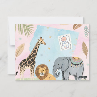 Boho Safari Baby Shower Invite - Pastel Animals Postcard
