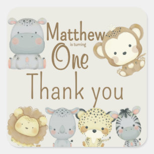 Boho Safari Birthday Square Sticker