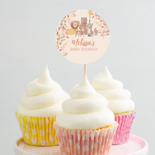 Boho Safari Blush Pink Pampas Grass Cupcake Topper Classic Round Sticker