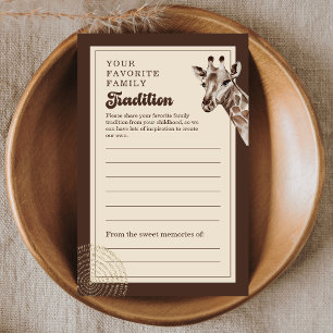 Boho Safari Giraffe Family Tradition Advice Card