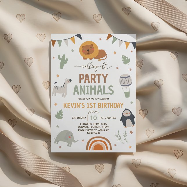 Boho Safari Party Animals Birthday Invite (Creator Uploaded)