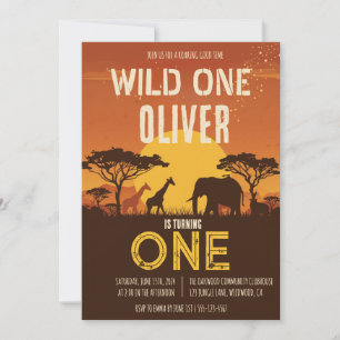 Boho Safari Sunset Wild One Birthday Invitation