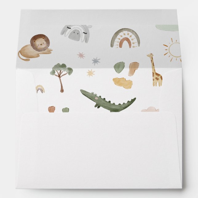 Boho Safari Watercolor Baby Shower Mailing Envelope (Back (Bottom))