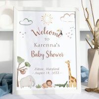 Boho Safari Watercolor Baby Shower Welcome