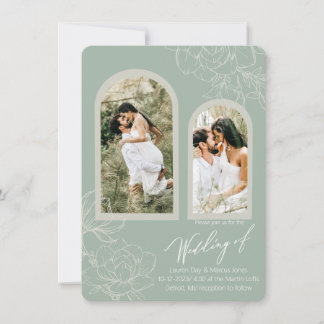 Boho Sage Arch Design Wedding Invitation