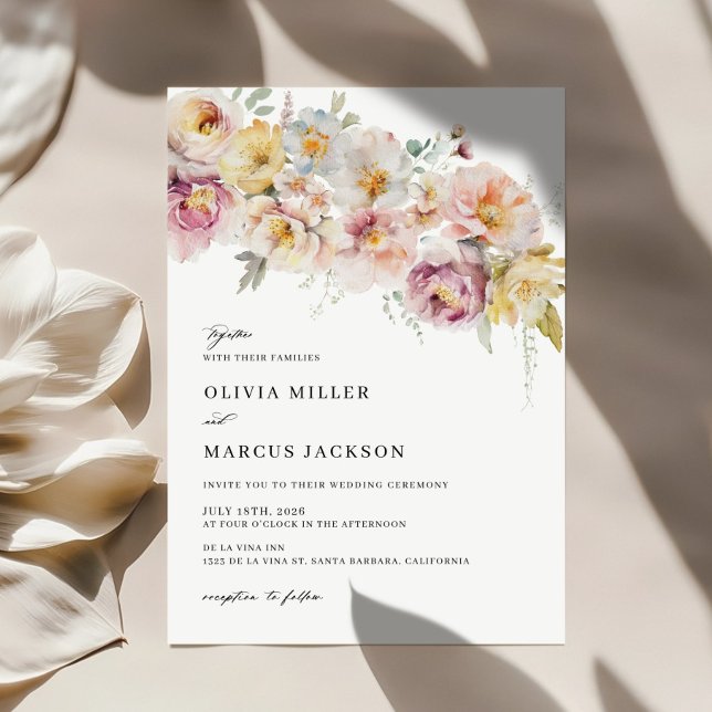 Boho Sage Blush Pink Floral Wedding Invitation (Invitation Front)