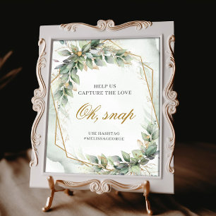 Boho sage eucalyptus leaves gold glitter Oh snap Poster