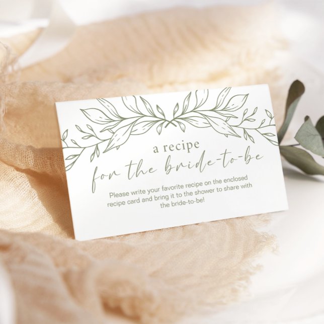 Boho Sage Flowers Wedding Recipe Enclosure Card (Creator Uploaded)