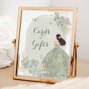 Boho Sage Green 15 Años Cards and Gifts Poster