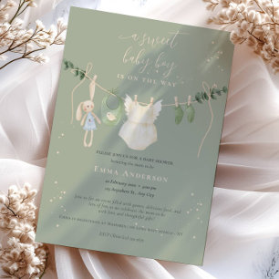 Boho Sage Green Baby Shower Invitation