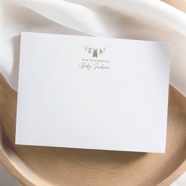 Boho Sage Green Boy Baby Clothes Baby Shower Thank You Card (Creator Uploaded)