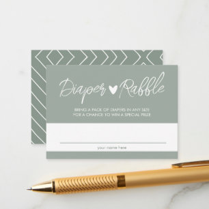 Boho Sage Green Diaper Raffle Enclosure Card