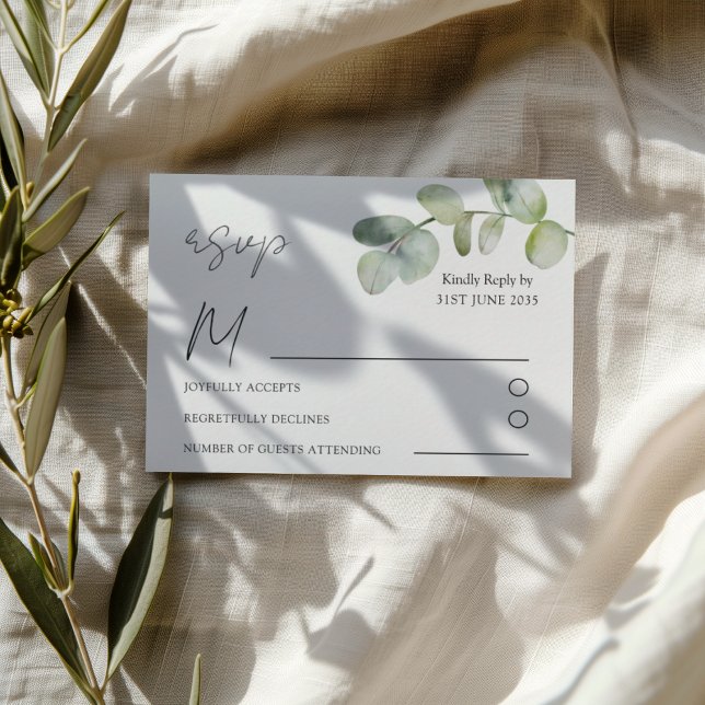 Boho Sage Green Eucalyptus Wedding RSVP (Creator Uploaded)