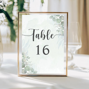 Boho Sage Green Eucalyptus Wedding Table Number