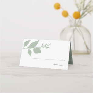 Boho Sage Green Fall Foliage Wedding Place Card