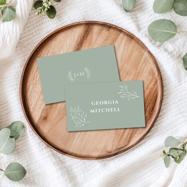 Boho Sage Green Flat Place Card (Creator Uploaded)