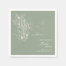 Boho Sage Green Floral Butterflies Baby in Bloom