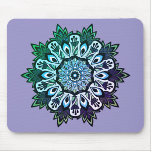 Boho Sage Green Flower Mandala Mouse Pad