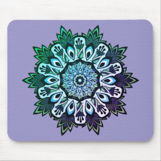 Boho Sage Green Flower Mandala Mouse Pad
