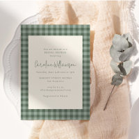 Boho Sage Green Gingham Plaid Bridal Shower