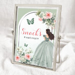 Boho Sage Green Pink Roses Girl 15 Años Snacks Poster<br><div class="desc">Boho Sage Green Pink Roses Girl 15 Años Snacks Sign</div>