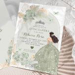 Boho Sage Green Roses Dress Princesa Quinceañera Invitation<br><div class="desc">Boho Sage Green Roses Dress Princesa Quinceañera Invitation</div>