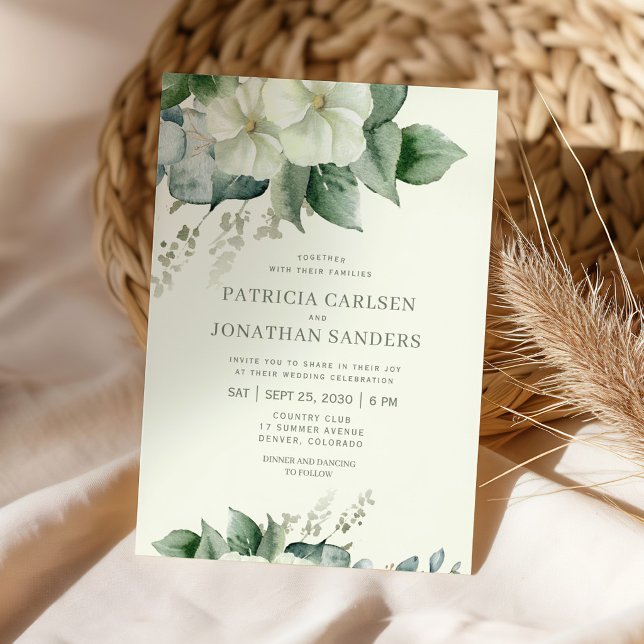 Boho sage green rustic floral botanical wedding invitation (Creator Uploaded)