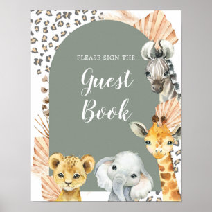 Boho Sage Green Safari Oh Boy Guest Book