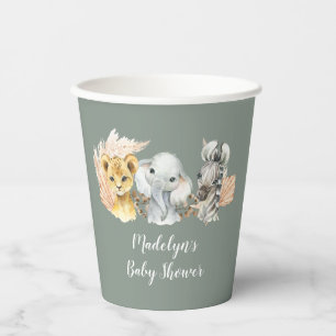 Boho Sage Green Safari Oh Boy Paper Cup