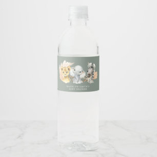 Boho Sage Green Safari Oh Boy Water Bottle Label