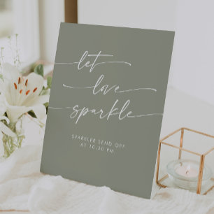 Boho Sage Green Sparkler Send Off Wedding Pedestal Sign