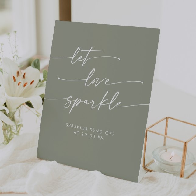 Boho Sage Green Sparkler Send Off Wedding Pedestal Sign (Boho Sage Green Sparkler Send Off Wedding Pedestal Sign)