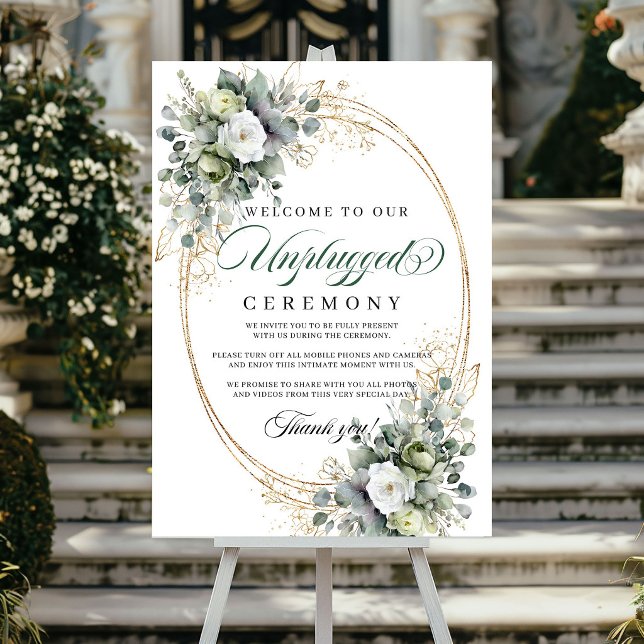Boho Sage Green Unplugged Ceremony Poster (Boho Sage Green Unplugged Ceremony Poster)