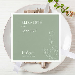 Boho Sage Green Wedding Elegant Minimal Simple Napkin