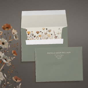 Boho Sage Green Wedding Envelope
