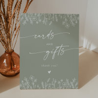 Boho Sage Green Wildflower Wedding Cards and Gifts