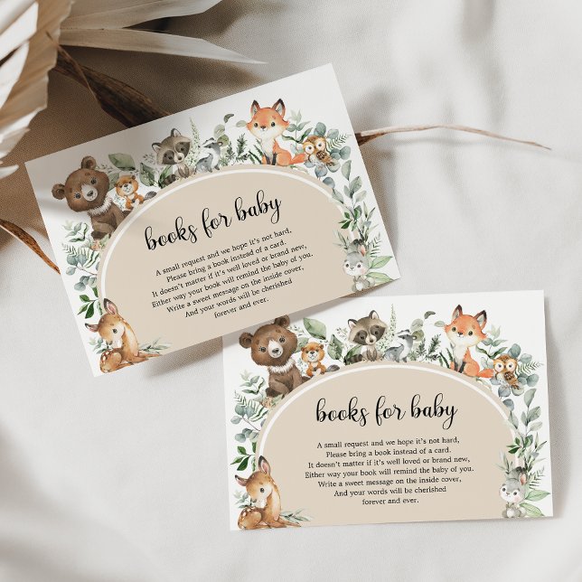 Boho Sage Green Woodland Animals Books for Baby Enclosure Card (Creator Uploaded)